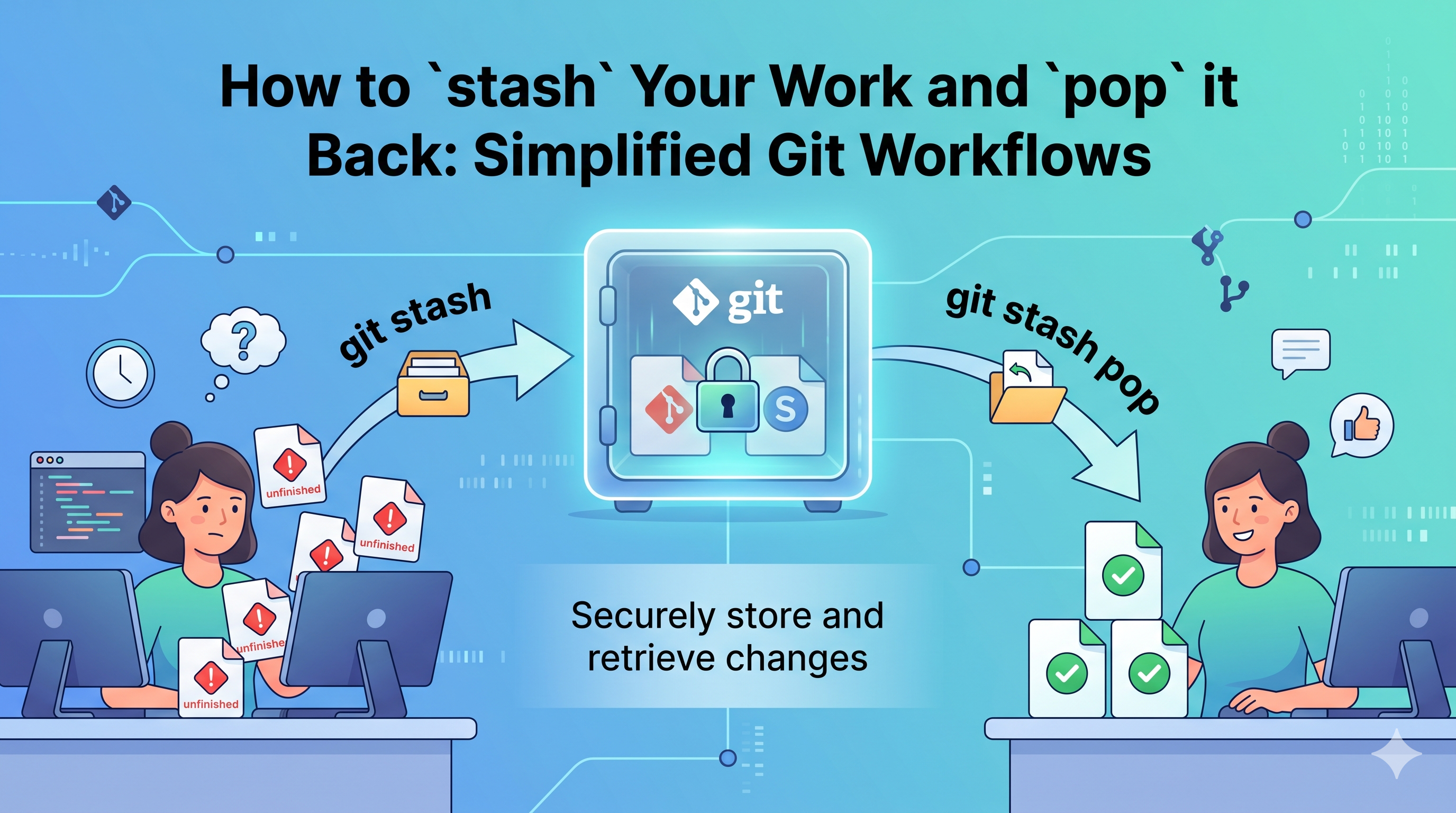 How to stash Your Work and pop it Back: Simplified Git Workflows.